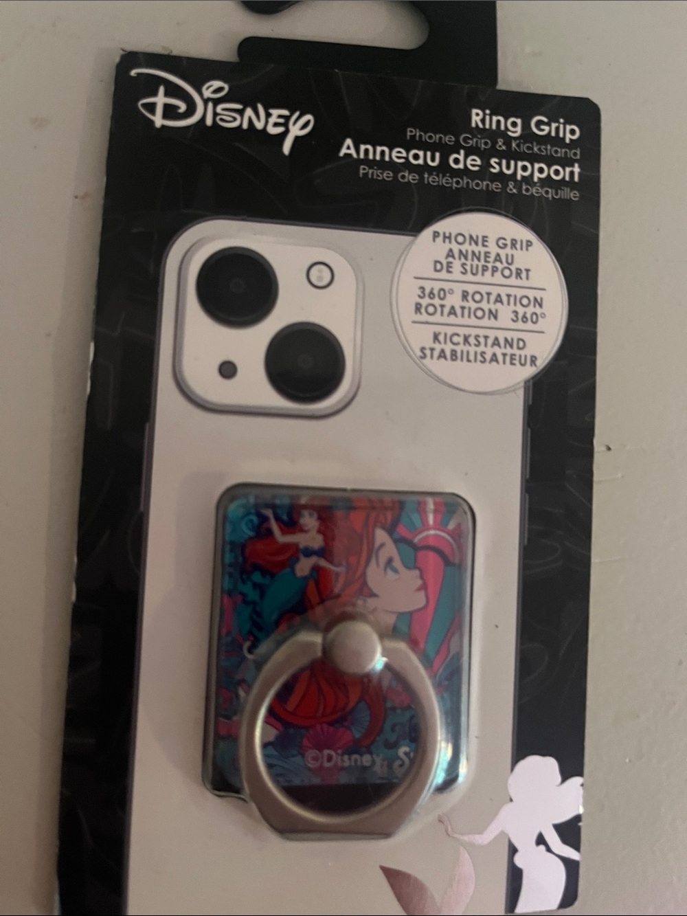 Disney Ariel Phone Ring Grip Kickstand - Blue/Red